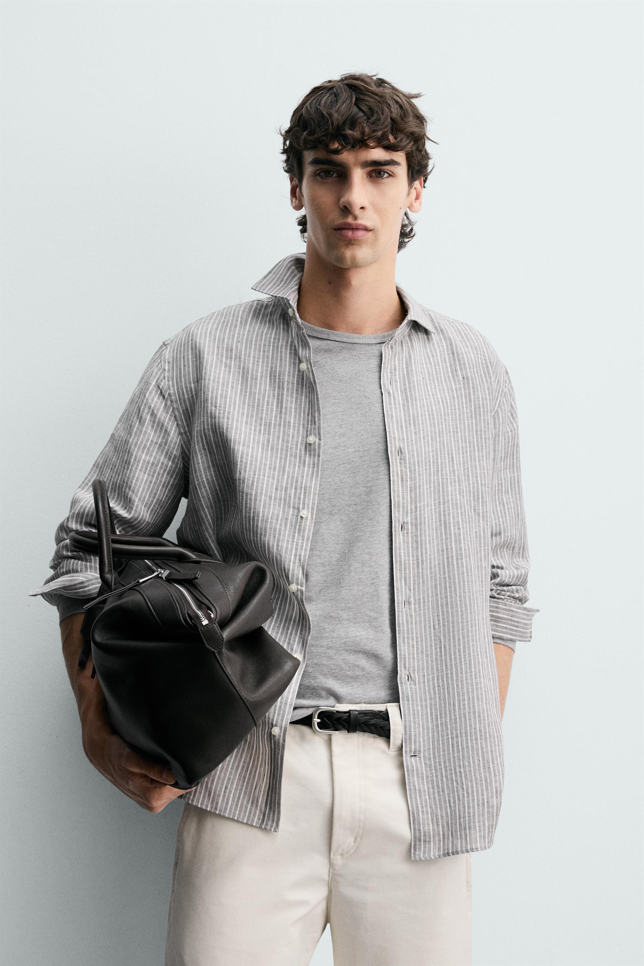 CHEMISE À RAYURES 100 % LIN